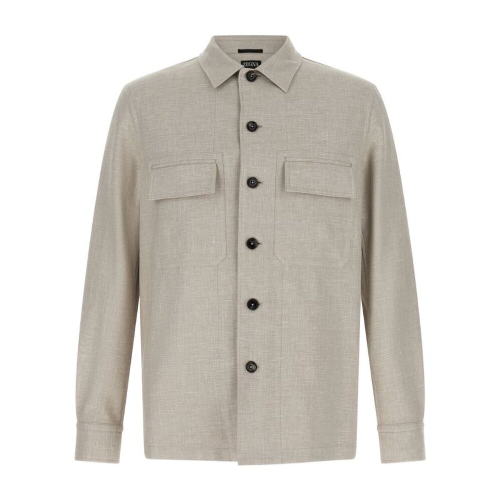 ZEGNA Gray Linen Men's Blouse